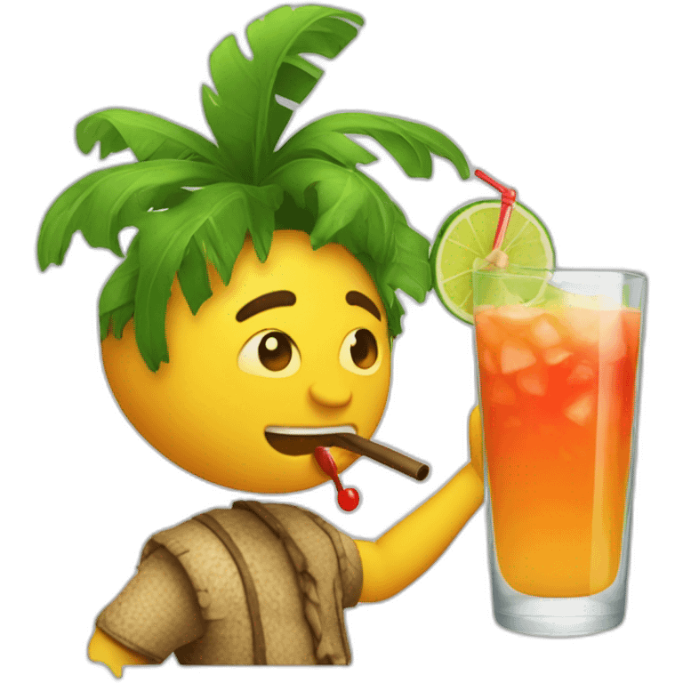 Funny man drinking cocktail island emoji