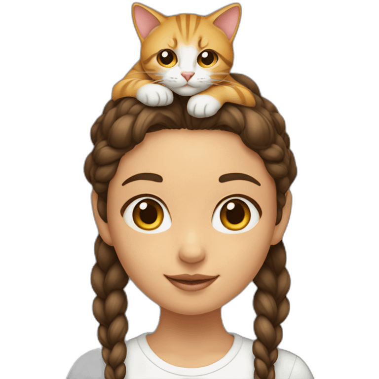 A girl with a cat on top of her head emoji