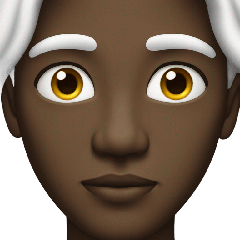 darkskin guy with bright lips and white hair and white eyes emoji