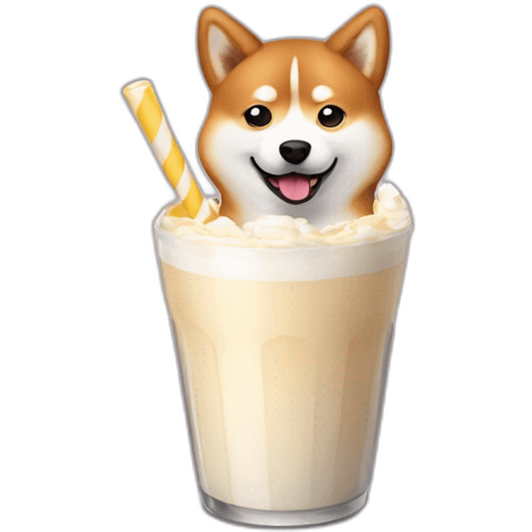 shiba inu drinking milkshake emoji