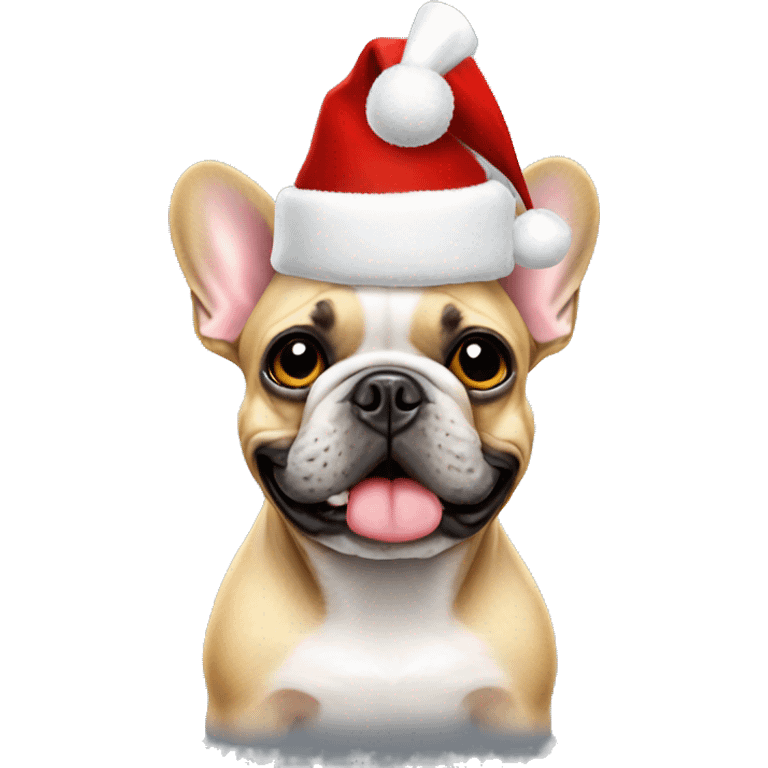 French bulldog wearing santa hat emoji