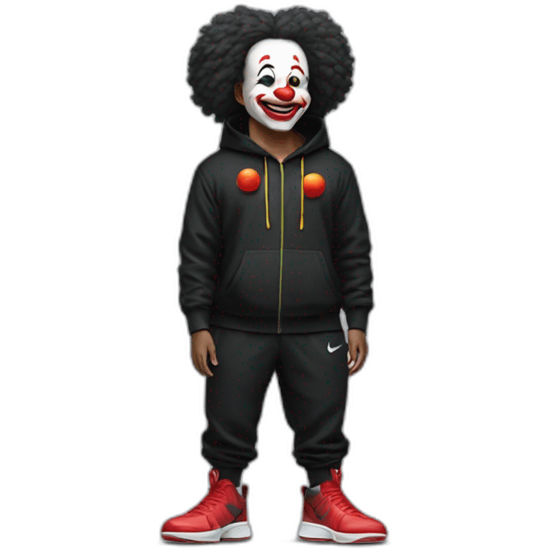 Clown in nike shoes and black hoodie emoji