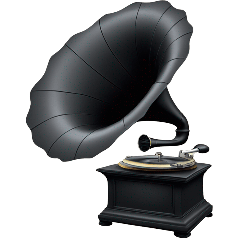 vintage gramophone with stack of vinyl records emoji