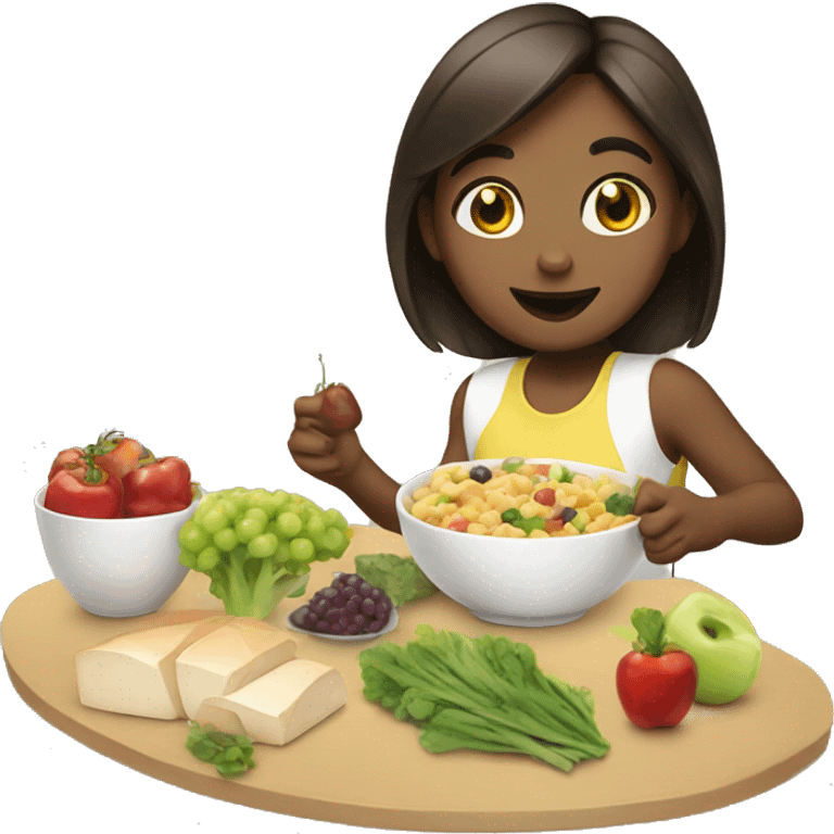 Positive girl having good nutrition emoji