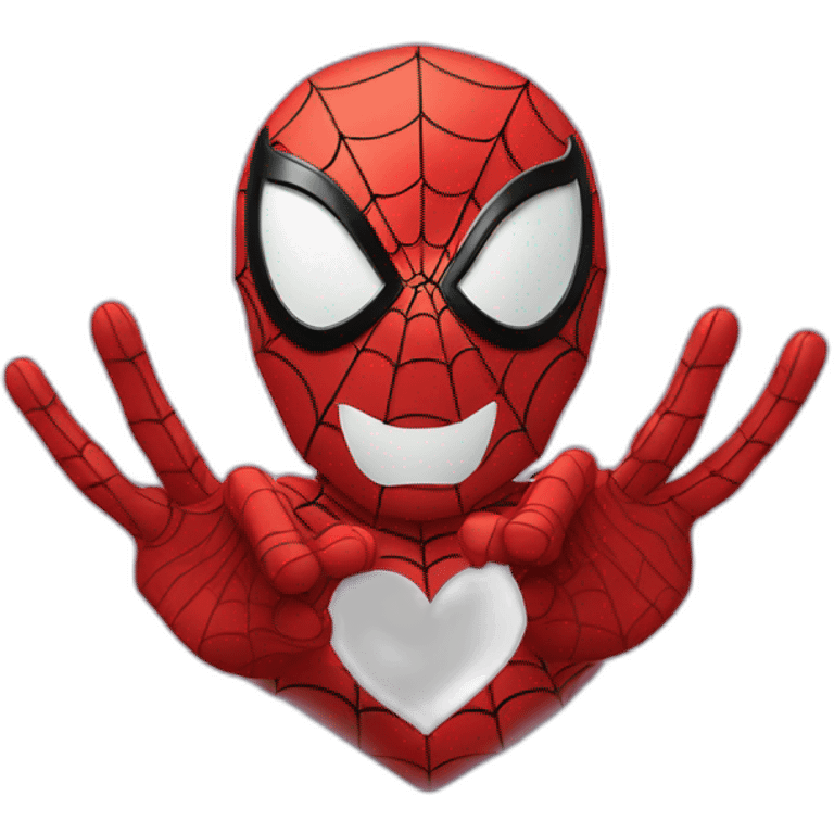 Spider-man makes a heart with his hands emoji