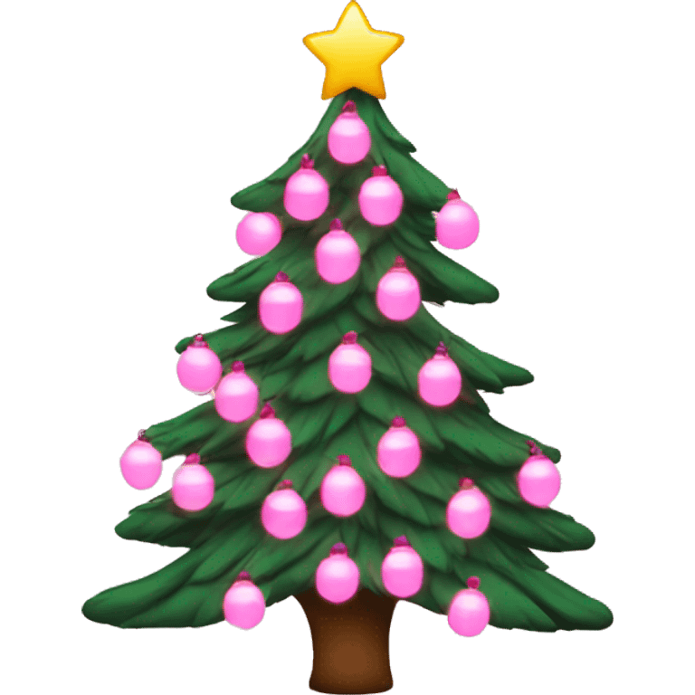 Pink Christmas lights around a Christmas tree emoji