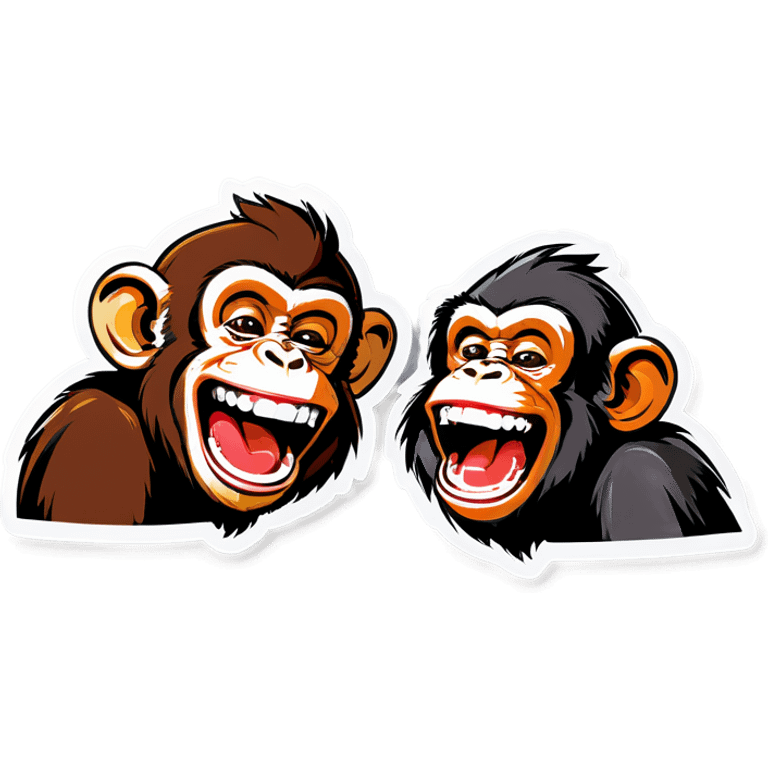 Monkey laughing on a friend monkey emoji