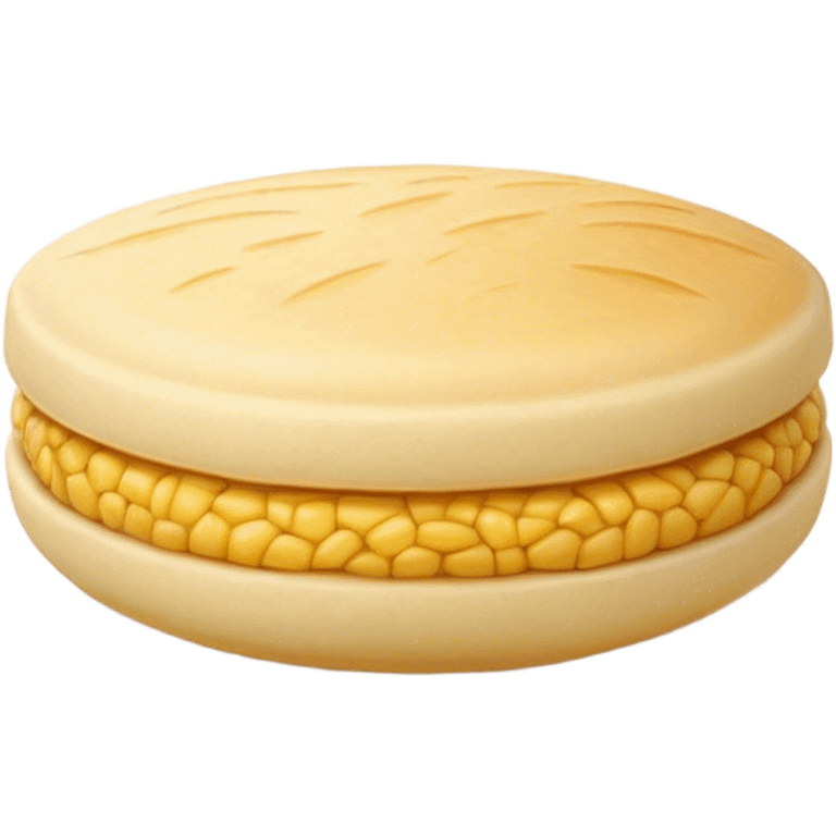 Cinematic Realistic image of a simple, single Colombian arepa, rendered with soft, golden cornmeal textures and delicate, crispy edges, set on a neutral background with gentle, natural lighting that highlights its traditional, comforting simplicity. emoji