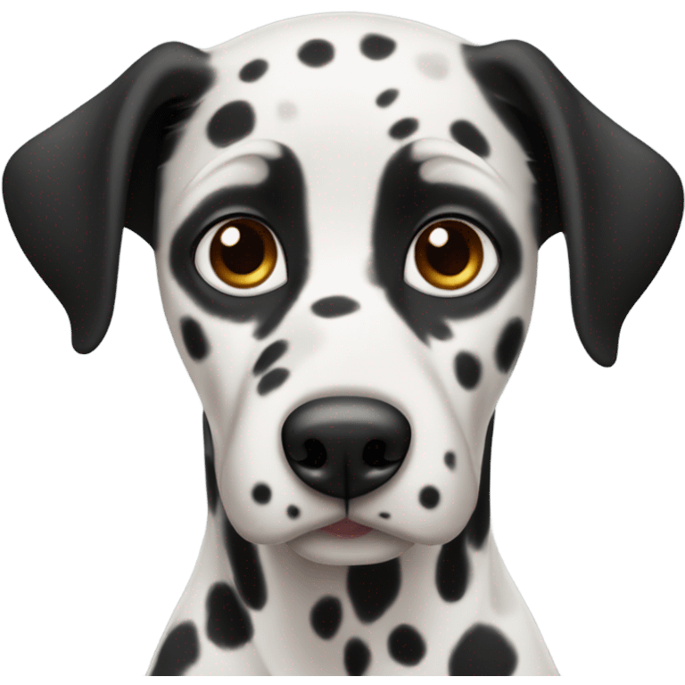 a Dalmatian with brown eyes and all black ears emoji