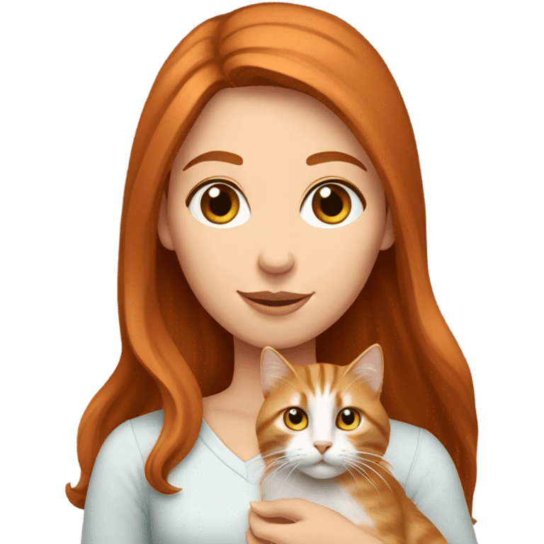 Red hair Caucasian female holding Siberian cat emoji