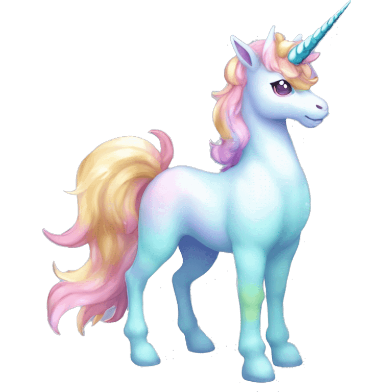 Shiny Sparkly Colorful Fluffy beautiful fantasy unicorn horn Kawaii Ethereal Anthro Sona Fakemon-animal Full Body emoji