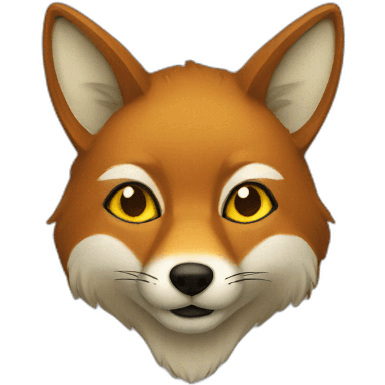 brown fox with yellow eyes and a dark green hood emoji