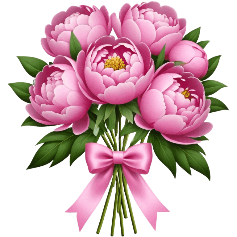 Pink peonies bouquet with bow emoji