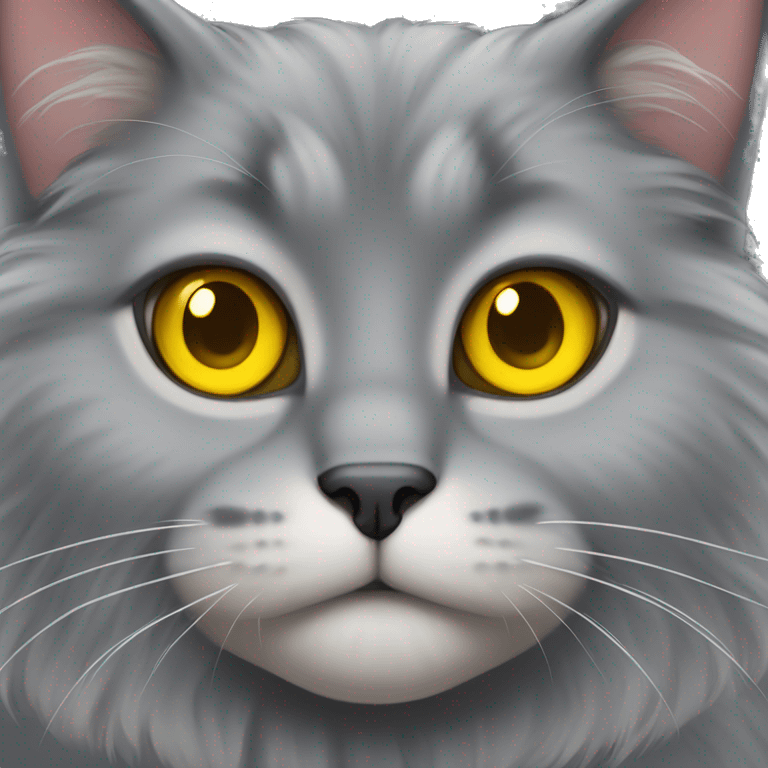 gray fluffy cat with yellow eyes emoji