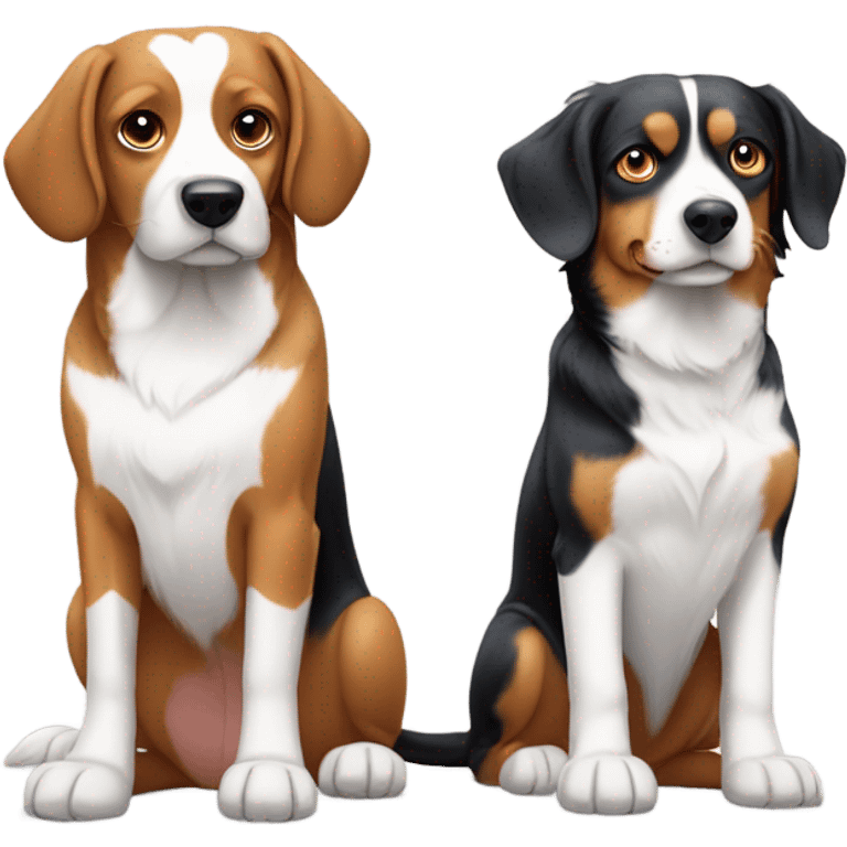 Two beagles with an Australian shepherd  emoji