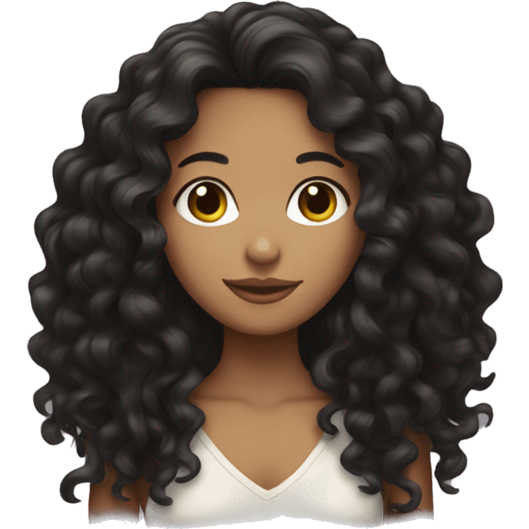 Tan girl with long black curly hair  emoji