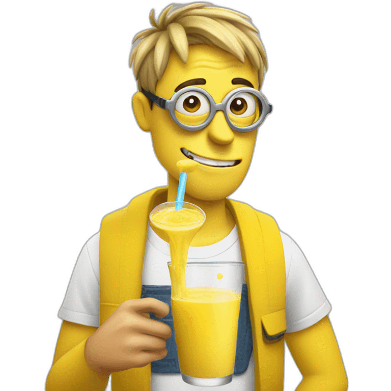 Minion drinking banana juice emoji