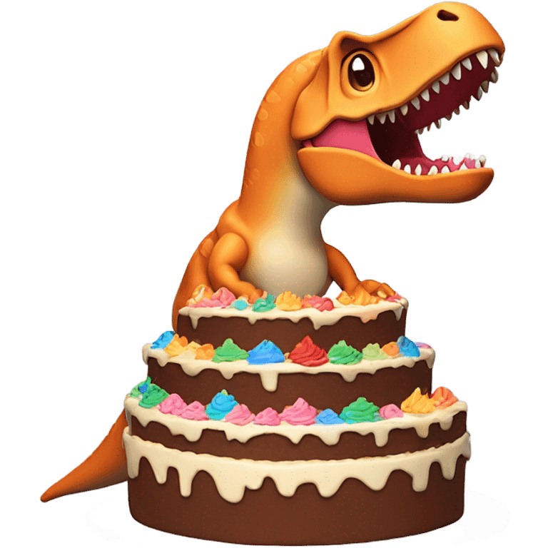 Trex with cake emoji