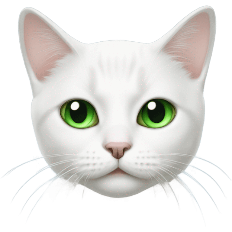 white shorthair cat, one blue eye and one green eye emoji