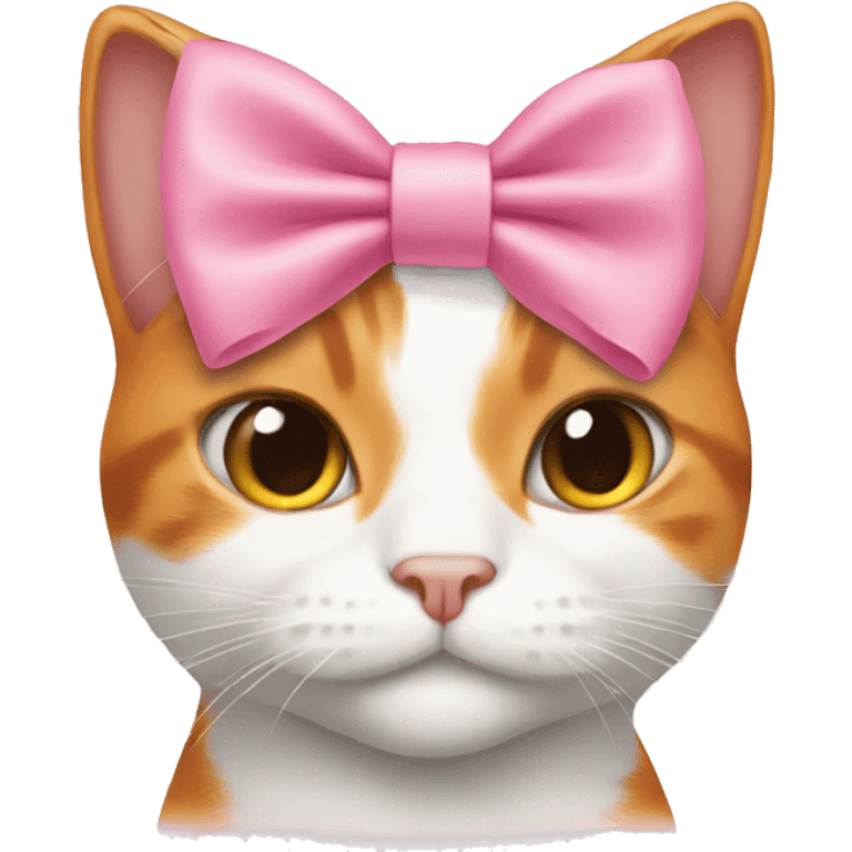  Orange and white Cat wearing pink bow  emoji