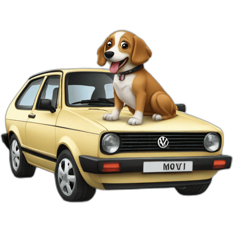 English seepdog driving volkswagen polo emoji