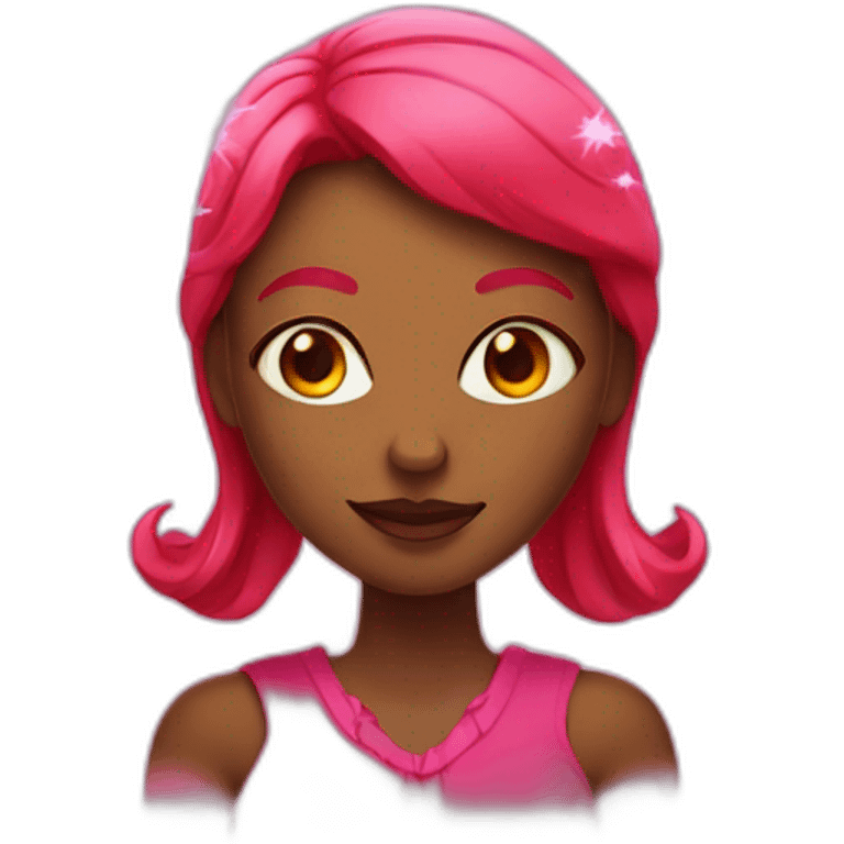 Red woman with pink magic emoji