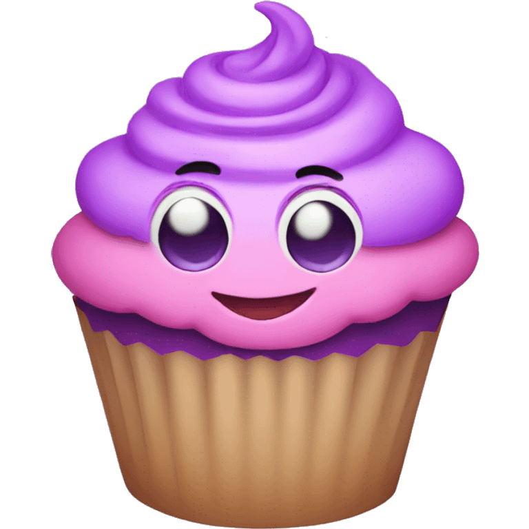 Smiling pink and purple cupcake emoji