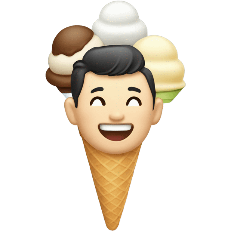 asian man eating ice cream emoji