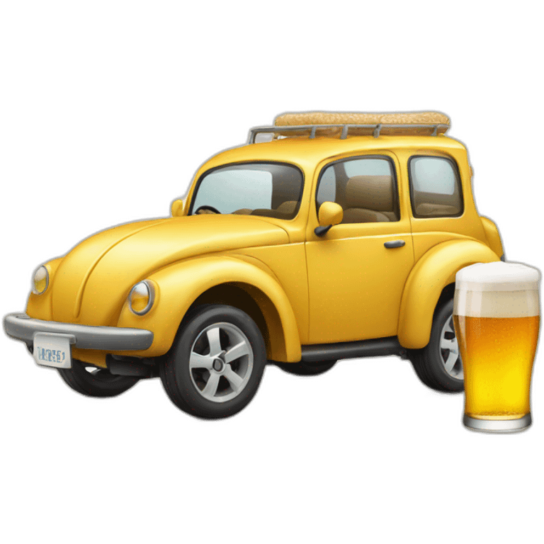 Car and beer emoji