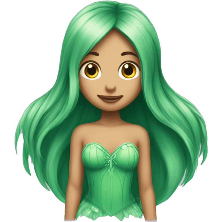 Long hair green fairy emoji