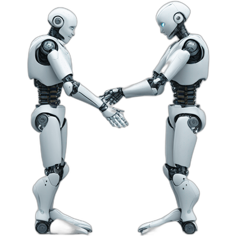 (Image of a handshake between a human and a humanoid robot, symbolizing the collaboration between human and AI emoji