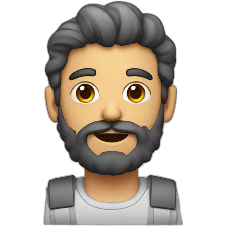 Calvo con barba y máquina de fotos emoji