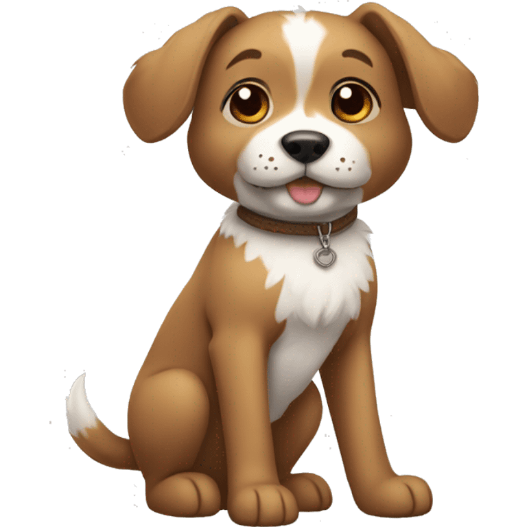 kokoni dog light brown and white, furry ears and neck tattoo emoji