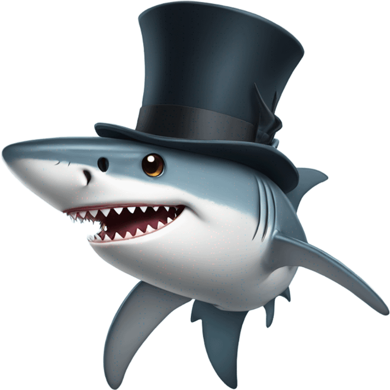 Shark with a top hat emoji