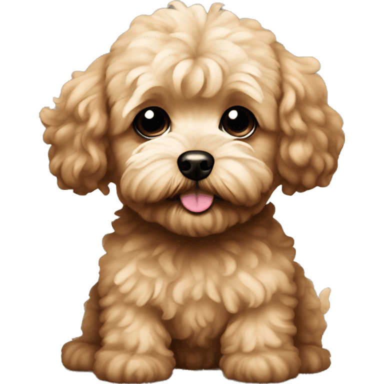 brown maltipoo with black spots sticking his tongue out  emoji