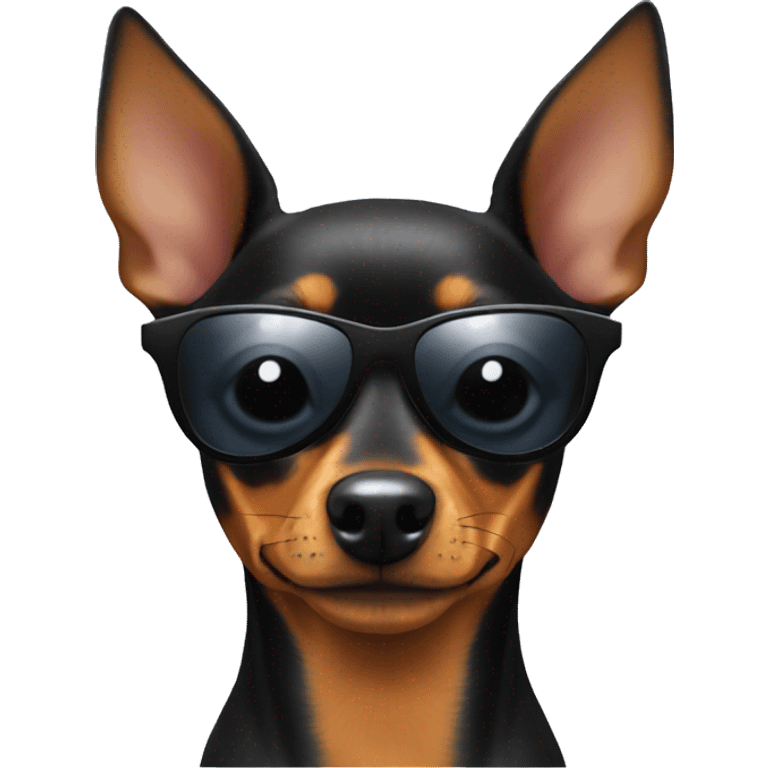 miniature pinscher with sunglasses emoji