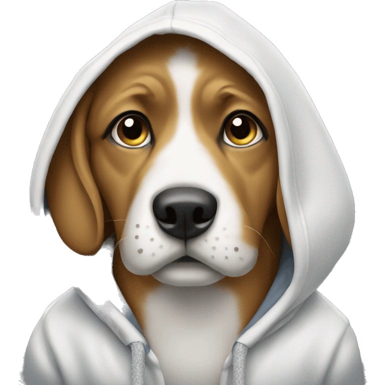 Withe Dog wearing a hoodie emoji