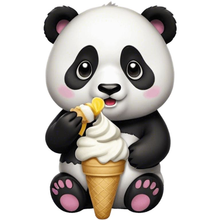 Panda eating ice cream emoji