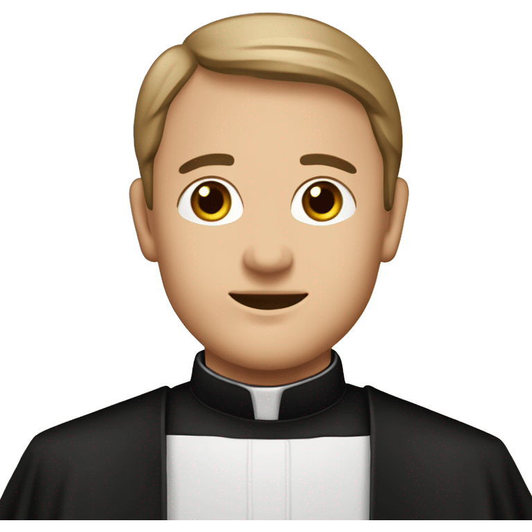 iPhone emoji style Catholic priest wearing a cassock and Biretta. For the background use #e4dbcc emoji