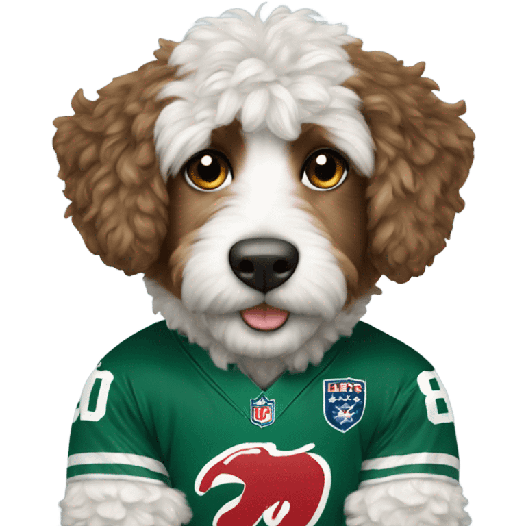 Aussiepoo wearing jets jersey emoji