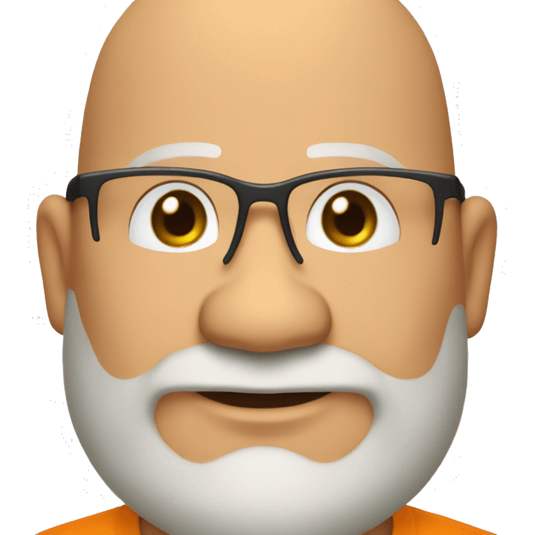 50 year old fat man with glasses, shaved beard, bald, orange shirt. emoji