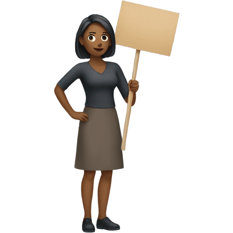 woman holding placard on stick emoji