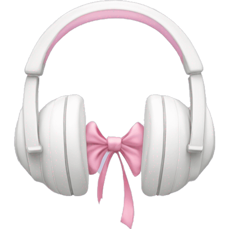 White headphones with light pink bows emoji