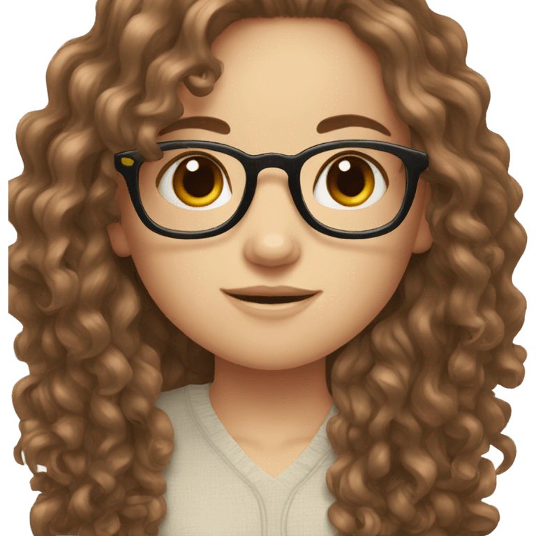 cute white girl with glasses and brown long curly hair emoji