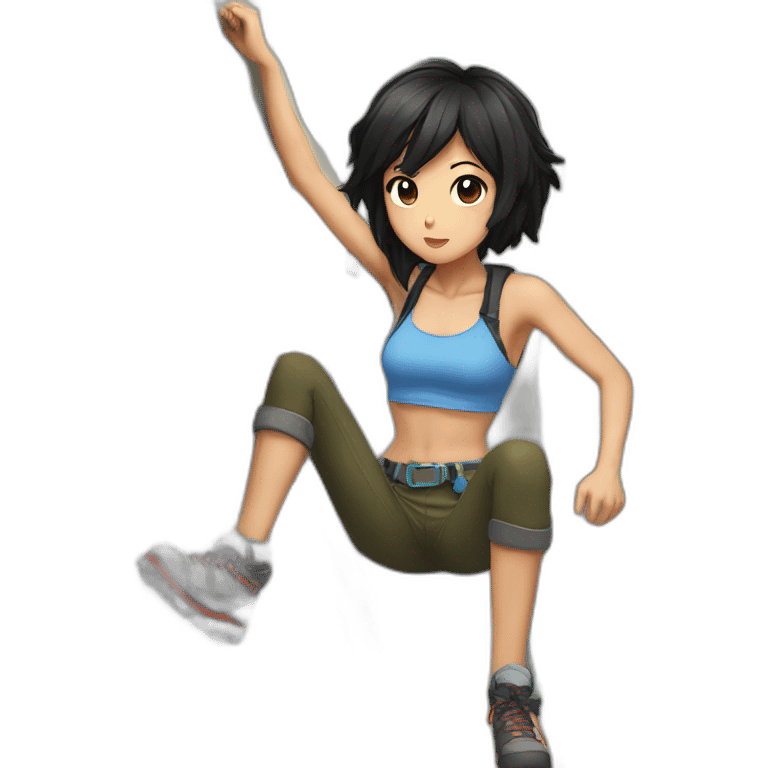 rock climbing anime girl black hair emoji