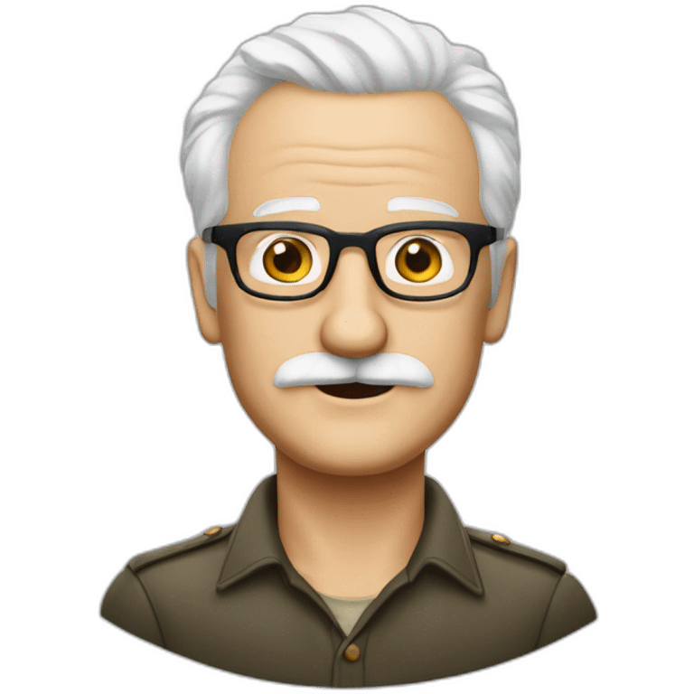 meester frank visser white hair, white mustache and glasses emoji