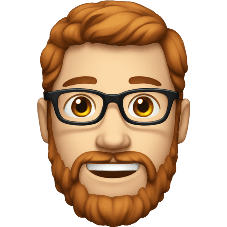 man short, short brownish red hair, beard, glasses, blue eyes emoji