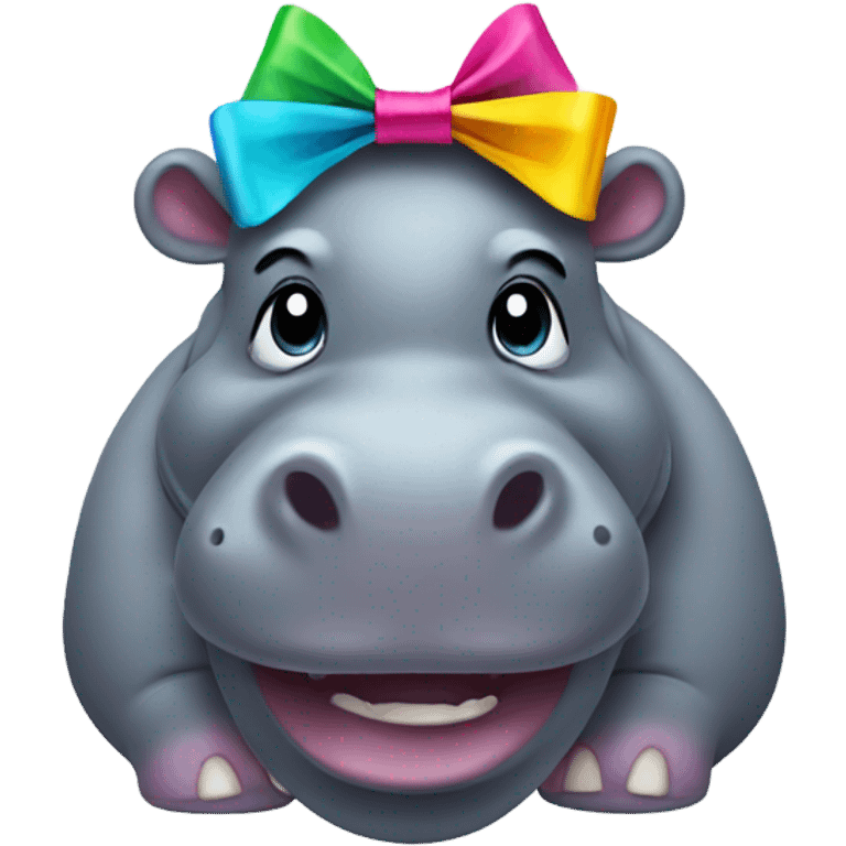 hippo wearing bow on head  emoji