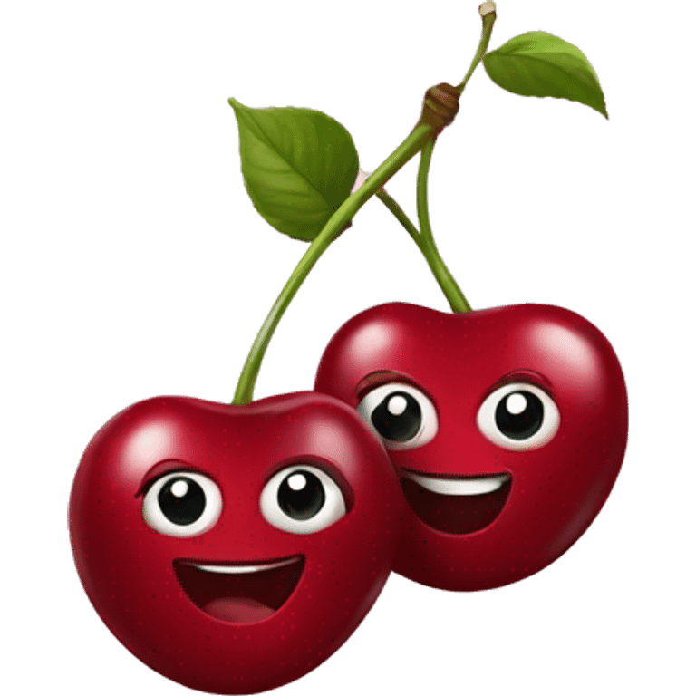 two cherries happy smiling emoji