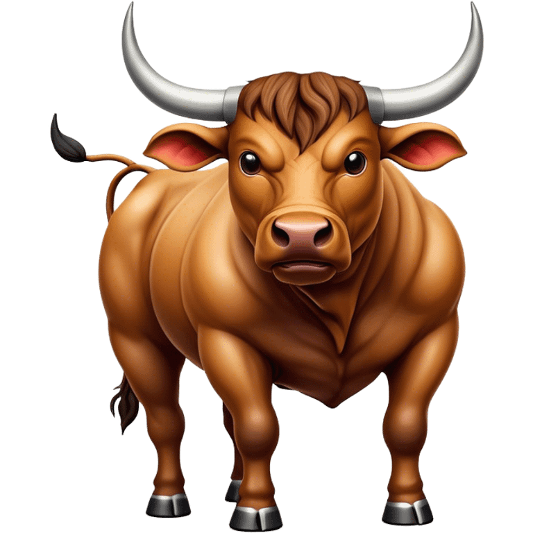 Cinematic Realistic depiction of a powerful Spanish charging bull, rendered with dynamic muscle definition and detailed, textured hide, set against a dramatic backdrop with intense, action-packed lighting emoji